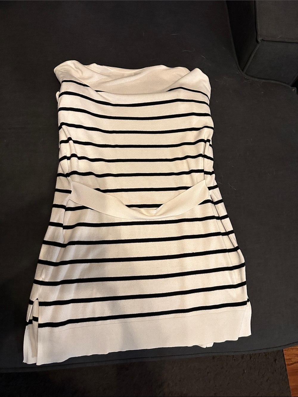 A New Day Women’s Cream and Black Striped Open Cardigan - Picture 2 of 2